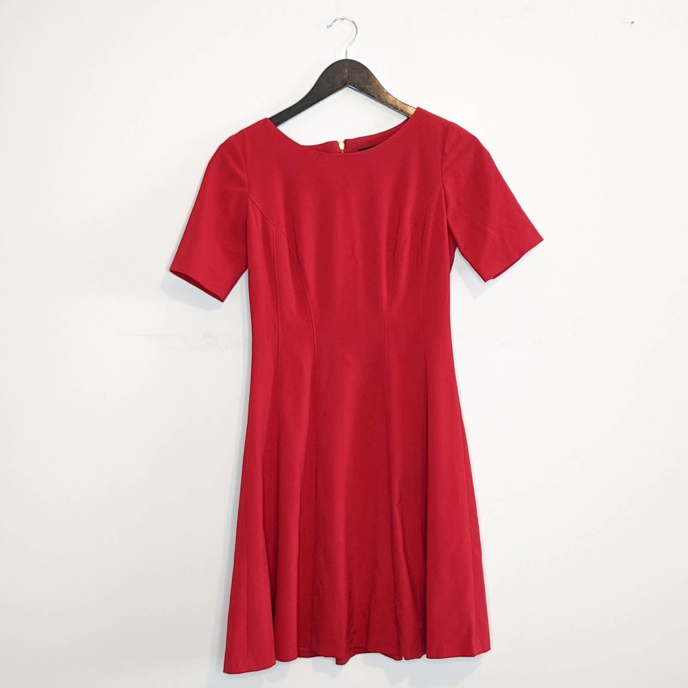 Tahari short sleeve modest red dress, size 2